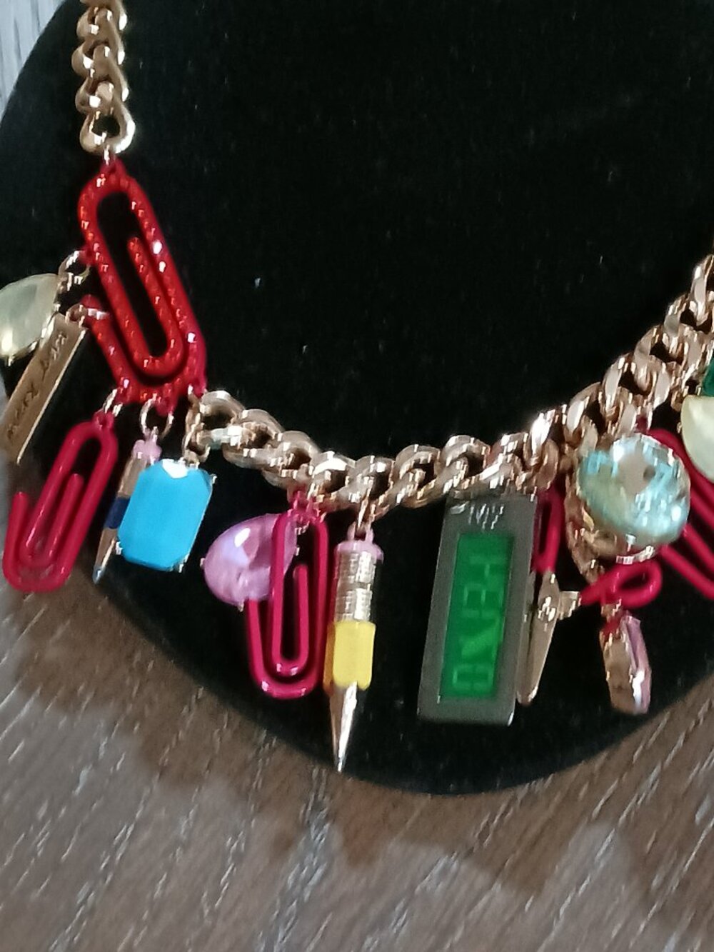 NWT - Betsey Johnson Back 2 School Necklace with Gems & Fun School Charms NWT - Picture 5 of 5
